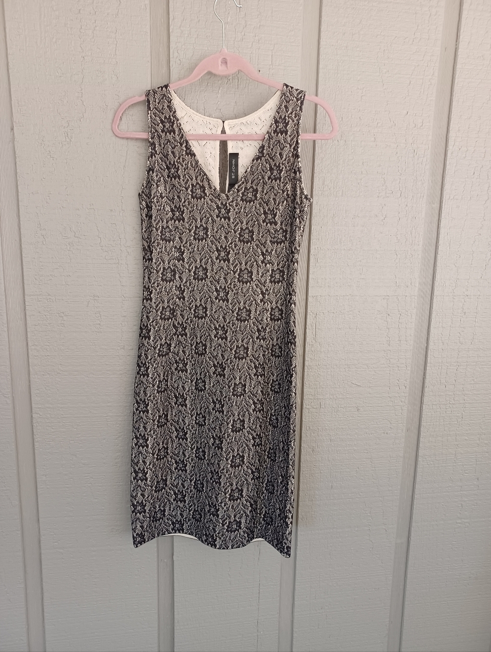 St John Women Knit Dress Size 2 Women Wool Blend Sleeveless V Neck Keyhole Back